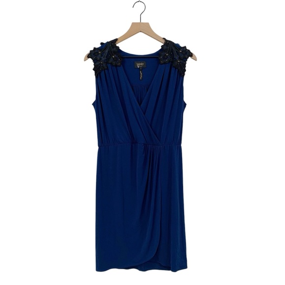Laundry By Shelli Segal Dresses & Skirts - Laundry Cobalt Blue with Black Lace Faux Wrap Midi Dress